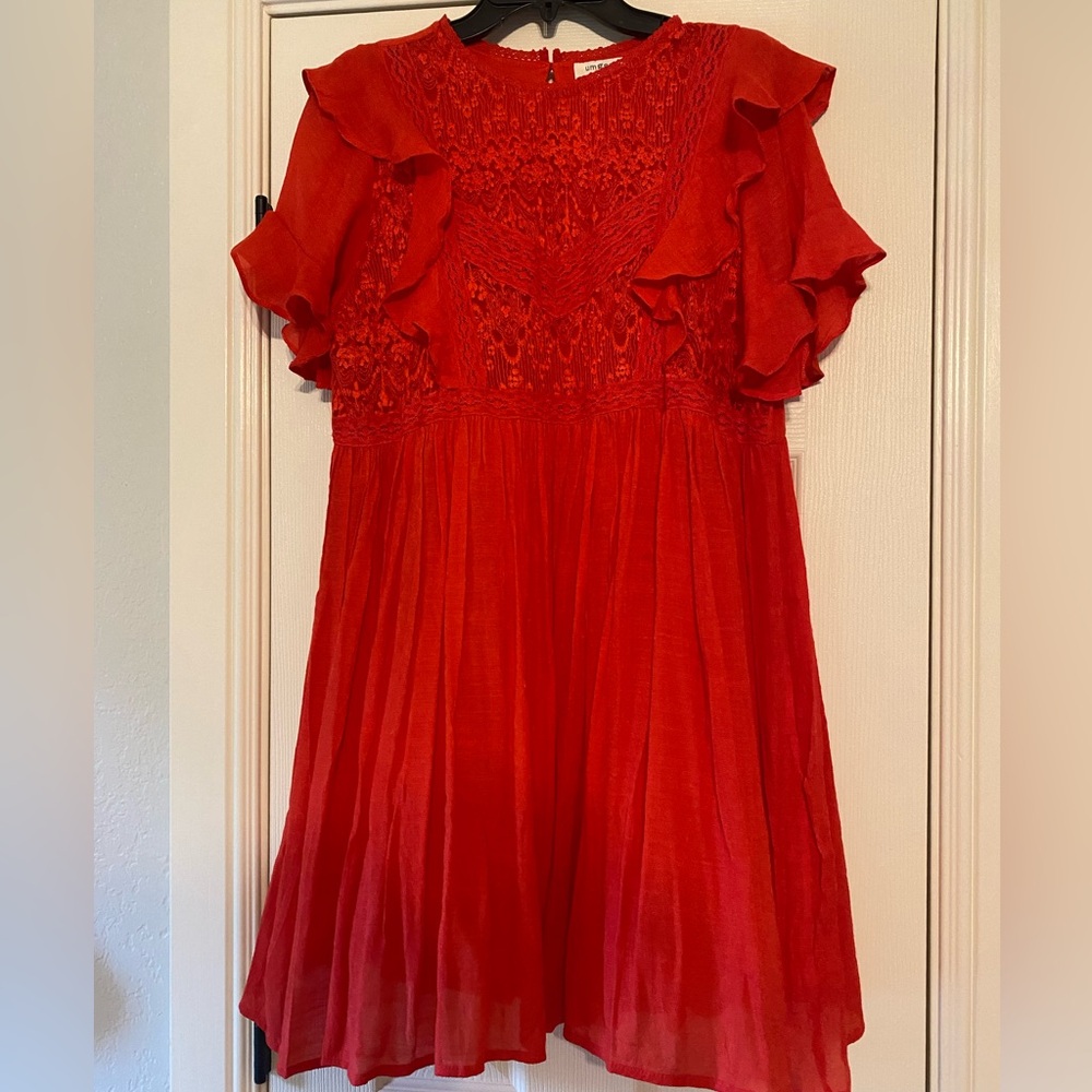 NWOT Umgee Romantic Red Flowy Lace Babydoll Dress